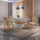 Ver imagem 1 de Conjunto Mesa 120cm Clarice e 4 Cadeiras Valentina Bege/Turim/Off White/Imbuia Yescasa