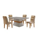 Ver imagem 3 de Conjunto Mesa 120cm Clarice e 4 Cadeiras Valentina Bege/Turim/Off White/Imbuia Yescasa