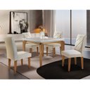 Ver imagem 1 de Conjunto Mesa 120cm Canto Reto Dublin e 4 Cadeiras Irlanda Marrom/Veludo Creme/Off White/Imbuia