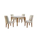 Ver imagem 2 de Conjunto Mesa 120cm Canto Reto Dublin e 4 Cadeiras Irlanda Marrom/Veludo Creme/Off White/Imbuia