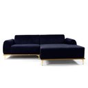 Ver imagem 2 de Sofá com Chaise Lado Direito 230cm Cocie Veludo Azul Marinho - Sallar Home