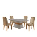Ver imagem 2 de Mesa 120cm Canto Reto Clarice e 4 Cadeiras Athenas Bege/Turim/Off White/Imbuia
