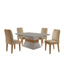 Ver imagem 2 de Mesa 120cm Canto Reto Clarice e 4 Cadeiras Athenas Yescasa Bege/Turim/Off White/Imbuia