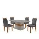 Ver imagem 2 de Conjunto Mesa 120cm Canto Reto Clarice e 4 Cadeiras Athenas Bege/Linho Grafite/Off White/Imbuia