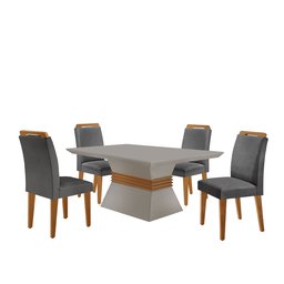 Conjunto Mesa 120cm Canto Reto Clarice e 4 Cadeiras Athenas  - 2