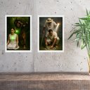 Ver imagem 2 de Kit 2 Quadros Umbanda - Entidades e Médiuns 33x24cm:moldura Branca