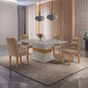 Ver imagem 1 de Mesa 120cm Clarice e 4 Cadeiras Valentina Bege/Linho Grafite/Off White/Imbuia Yescasa