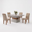 Ver imagem 3 de Mesa 120cm Clarice e 4 Cadeiras Valentina Bege/Linho Grafite/Off White/Imbuia Yescasa