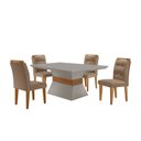 Ver imagem 3 de Mesa 120cm Clarice e 4 Cadeiras Valentina Bege/Linho Grafite/Off White/Imbuia Yescasa