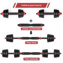 Ver imagem 4 de Kit Halteres 6 em 1 Peso Musculação Até 50kg Ajustável Preto