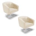 Ver imagem 1 de Kit 02 Poltronas Giratória Stella Corino Base Cromada - D’Rossi - Bege