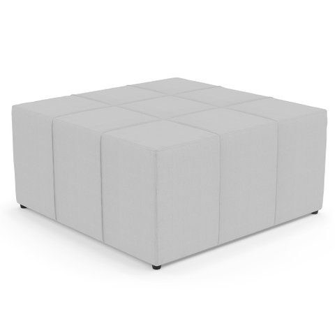 Puff Decorativo Para Sala de Estar Quadrado Milano 90x90cm W01 Linho Cinza - Lyam Decor