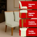 Ver imagem 4 de Kit 2 Cadeira de Jantar Emily Estofada Linho Bege Pé de Madeira Castanho - Arkell