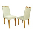 Ver imagem 2 de Kit 2 Cadeira de Jantar Emily Estofada Linho Bege Pé de Madeira Castanho - Arkell