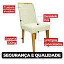 Ver imagem 7 de Kit 2 Cadeira de Jantar Emily Estofada Linho Bege Pé de Madeira Castanho - Arkell