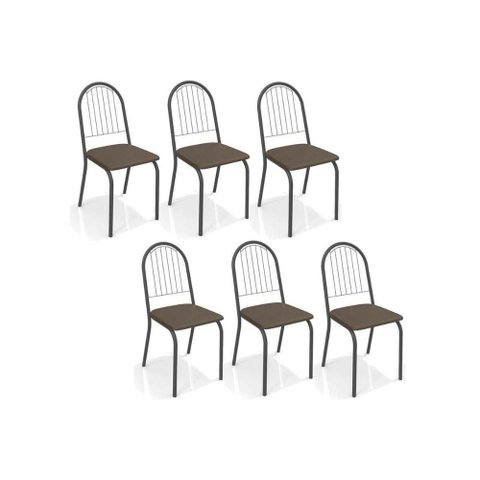 Kit 6 Cadeiras de Cozinha Noruega 2c077 6 Un Preto Fosco/marrom 21 - Kappesberg