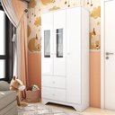 Ver imagem 1 de Guarda Roupa Infantil 3 Portas com Janelas Retangulo e 2 Gavetas 100% MDF Cocada