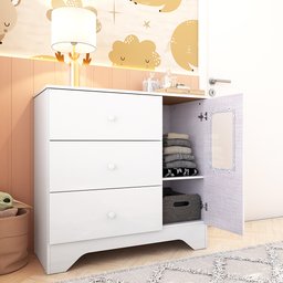 Cômoda Infantil 1 Porta com Janela Retangulo e 3 Gavetas 100% MDF Cocada - 3