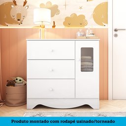 Cômoda Infantil 1 Porta com Janela Retangulo e 3 Gavetas 100% MDF Cocada - 8