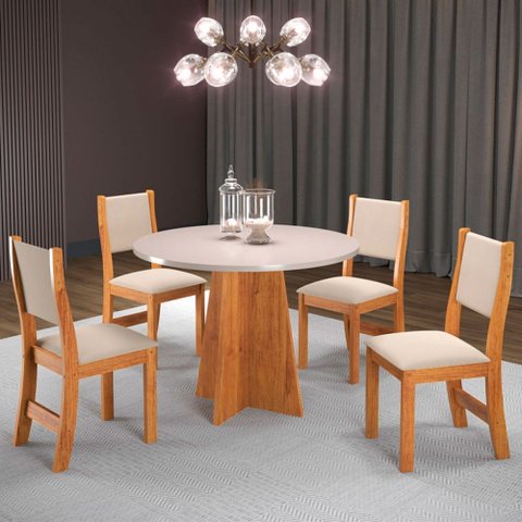 Mesa de Jantar 4 Lugares Ilana Mel/blonde/nude - Pnr Móveis