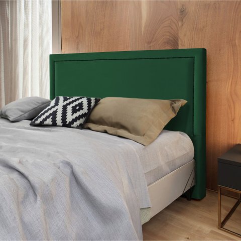 Cabeceira Cama Box King 1,93m Estofada Aruba Veludo Verde