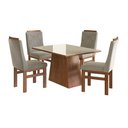 Ver imagem 2 de Conjunto Mesa 120x82cm e 4 Cadeiras Madeira Maciça Marrom/Canela/Off White