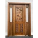 Ver imagem 2 de Portal Madeira Maciça Vitrô Duplo Lima Entalhada Completa 143x213x18cm Cedro Rosa