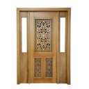 Ver imagem 1 de Portal Madeira Maciça Vitrô Duplo Lima Entalhada Completa 143x213x18cm Cedro Rosa