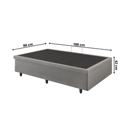 Cama Box Baú Solteiro 88x188x42cm Courino Linho com Pistão a Gás - 2