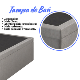 Cama Box Baú Solteiro 88x188x42cm Courino Linho com Pistão a Gás - 7