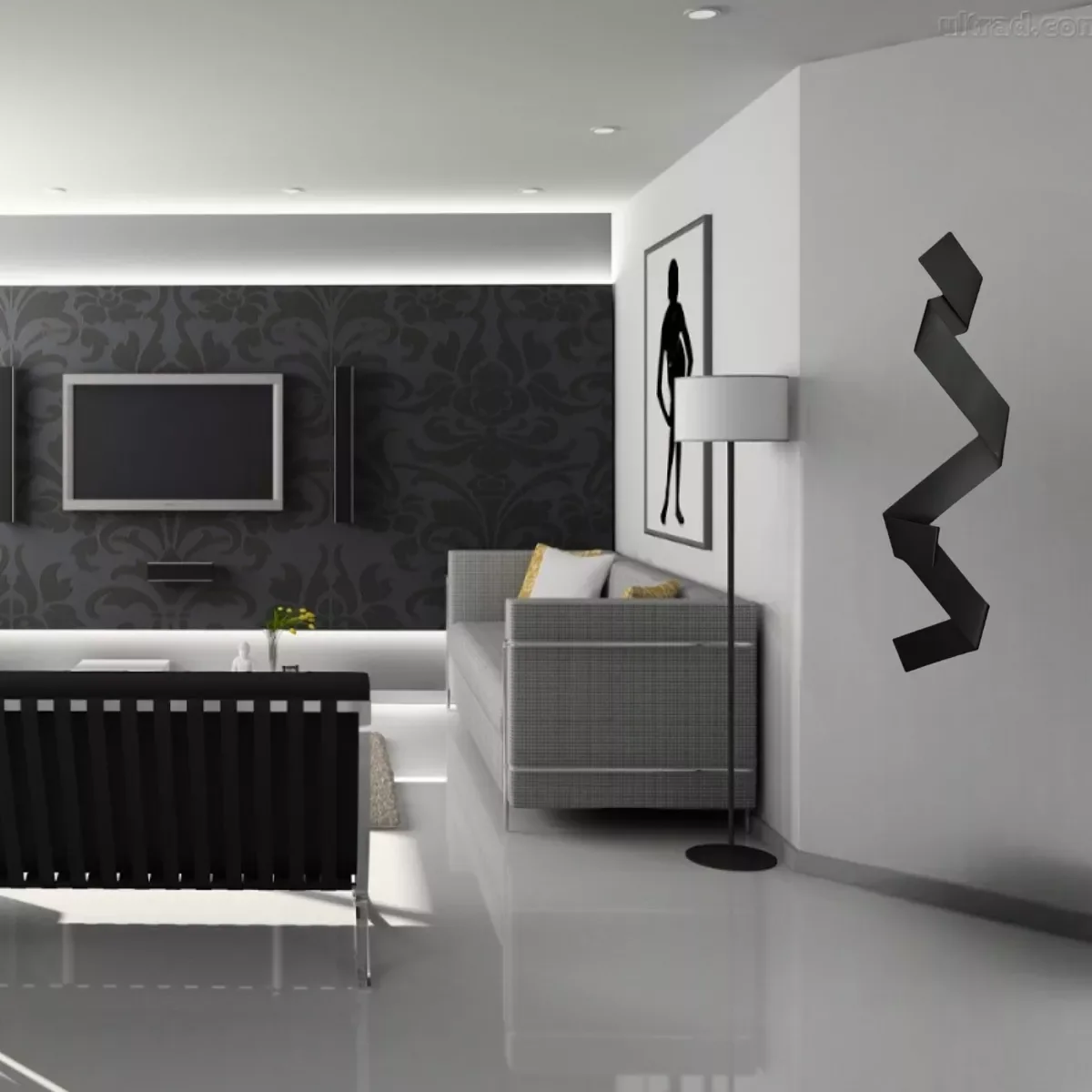 Escultura Parede Decoração Salas Hall Escadas Escritório Exclusivo no Brasil Home Decor Preto - 3