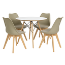 Ver imagem 1 de Conjunto Eames Mesa Branca 90cm 4 Cadeiras Saarinen Wood Fendi Sala Cozinha Jantar - La Mobilia