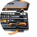 Ver imagem 3 de Jogo de Soquetes Estriados 28 Peças com Catraca e Acessórios 1/4'' 900mb/c28 Beta