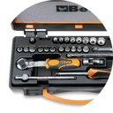 Ver imagem 2 de Jogo de Soquetes Estriados 28 Peças com Catraca e Acessórios 1/4'' 900mb/c28 Beta