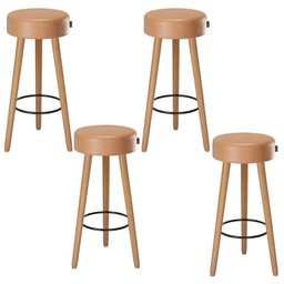 Kit 4 Banquetas Londres Alta 70cm Estofada Amarula - Salaone - 1