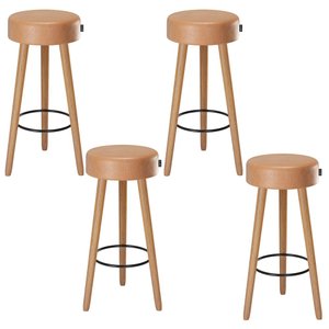 Kit 4 Banquetas Londres Alta 70cm Estofada Amarula - Salaone