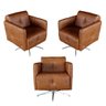 Kit 3 Poltronas Giratória Astana Couro Caramelo - 1