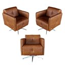 Ver imagem 1 de Kit 3 Poltronas Giratória Astana Couro Caramelo