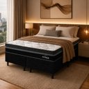 Ver imagem 1 de Conjunto Box Queen 158x198 Paris Preto Topazio