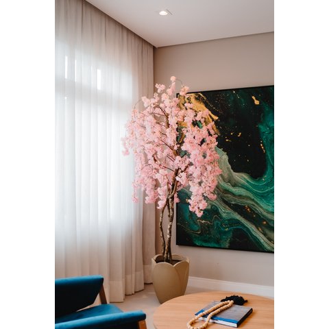 Arvore Artificial Cerejeira Rosa Pendente Tronco Natural