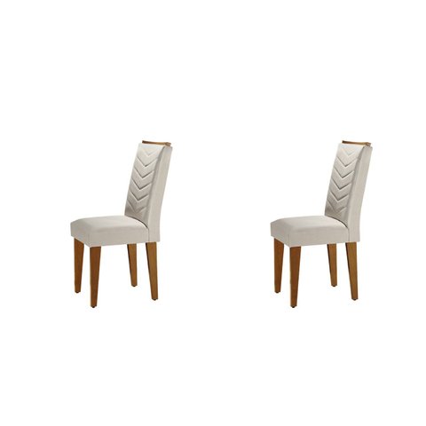 Conjunto 2 Cadeiras Madeira Munique Marrom/Veludo Creme/Capuccino
