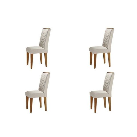 Conjunto 4 Cadeiras Madeira Munique Marrom/Veludo Creme/Capuccino