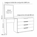 Ver imagem 2 de Conjunto Cômoda Penteadeira Espelho 4 Gavetas 150cm Madrid Politorno Móveis