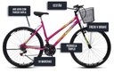 Ver imagem 5 de Bicicleta Colli Cazelle Allegra Aro 26 Freio V-brake Quadro 18 Rosa Neon