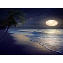 Ver imagem 2 de Papel De Parede Lua Cheia Noite Praia 3D Lua33