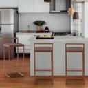 Ver imagem 3 de Banqueta Alta Decorativa Pietra em Suede com Armação Dourada - Cappuccino