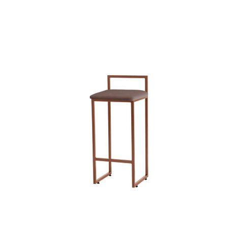 Banqueta Alta Decorativa Pietra em Suede com Armação Dourada - Cappuccino