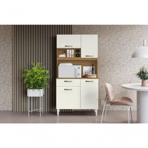 Armario Roma 4 Portas 1 Gaveta MDP 90cm Off White Aramóveis