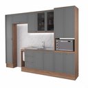 Ver imagem 2 de Cozinha Completa com Balcão Milla One Prime 12 Portas 3 Gavetas MDF MDP 310cm Nogal com Cinza