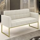 Ver imagem 2 de Sofá Namoradeira Base Industrial Dourado Ana Bouclé Bege - Ibiza